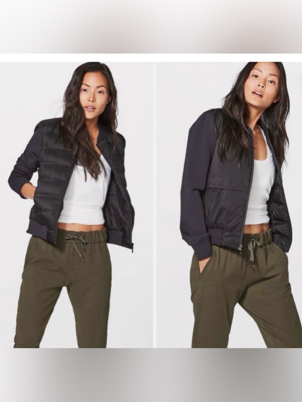 lululemon Down and Around Black reversible  Bomber Jacket